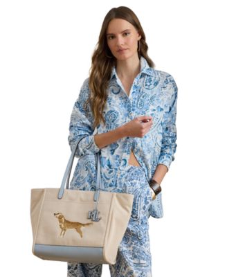 Embroidered Golden Retriever Cameryn Extra-Large Canvas Tote Bag