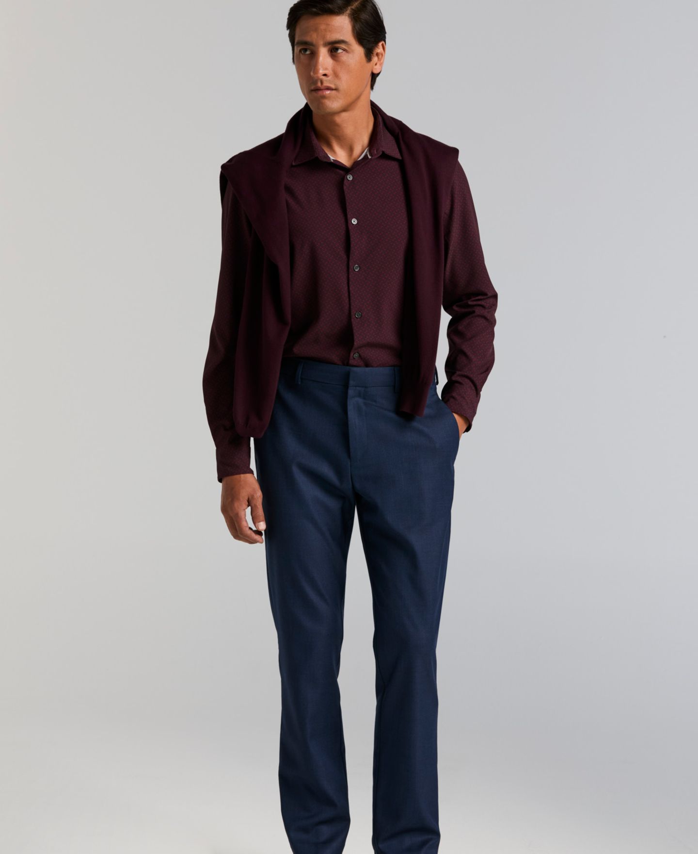 Мужские брюки Perry Ellis Portfolio Modern-Fit Sharkskin Dress Pants, цвет: Чёрный — фото 2