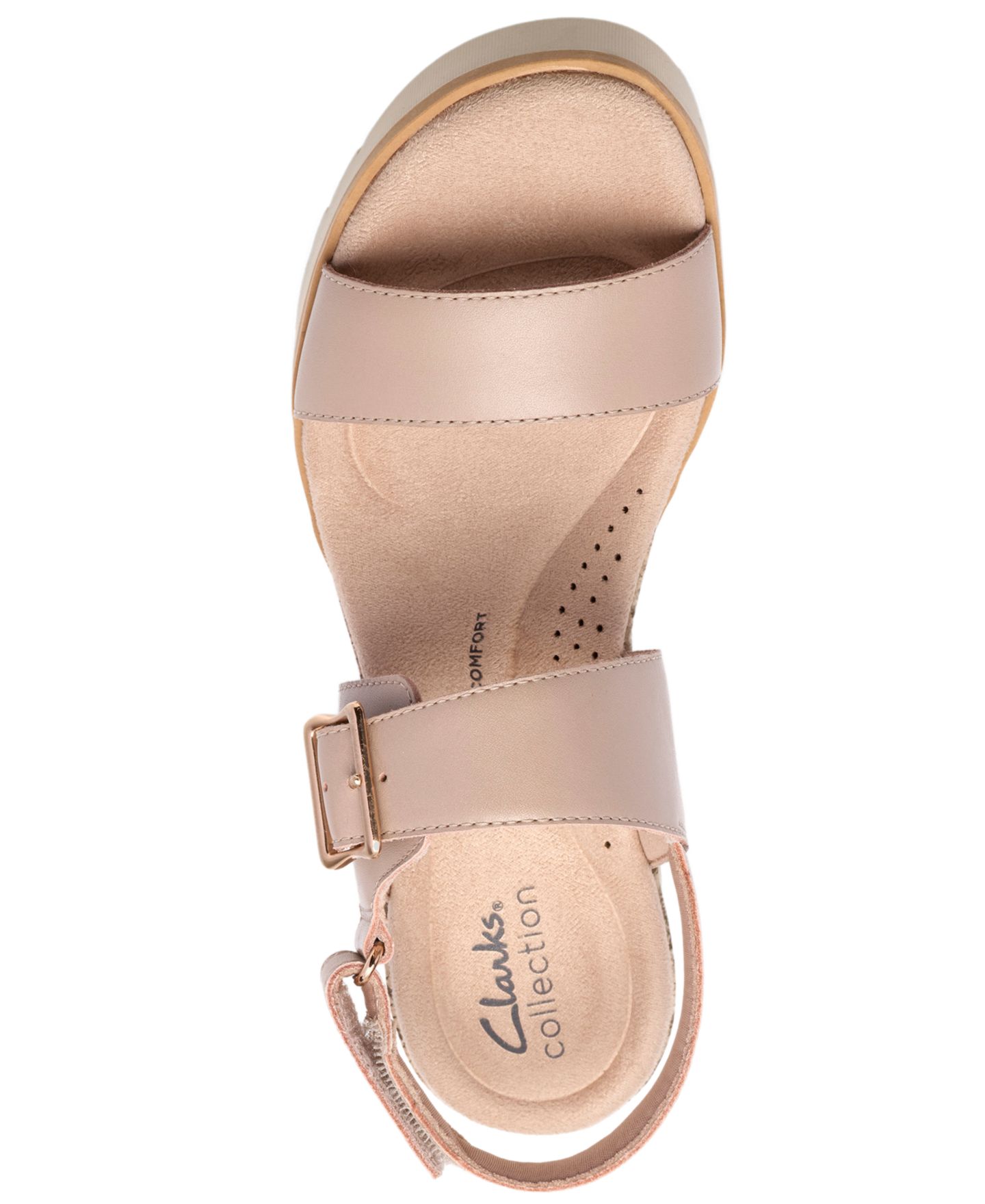 Женские сандалии Clarks Diaz Rose Round Toe Wedge, цвет: Бежевый кожаный — фото 4