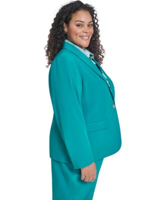 Plus Size Collarless One Button Jacket