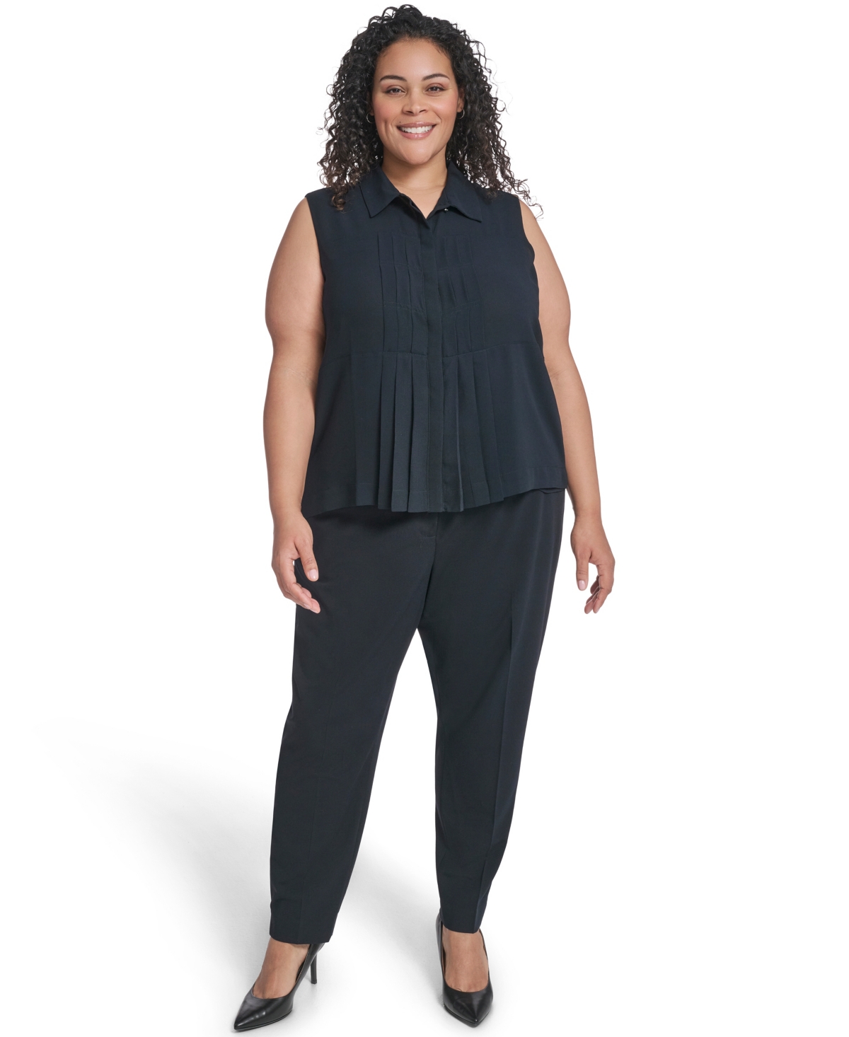 Calvin Klein Plus Collared Neck Sleeveless Top