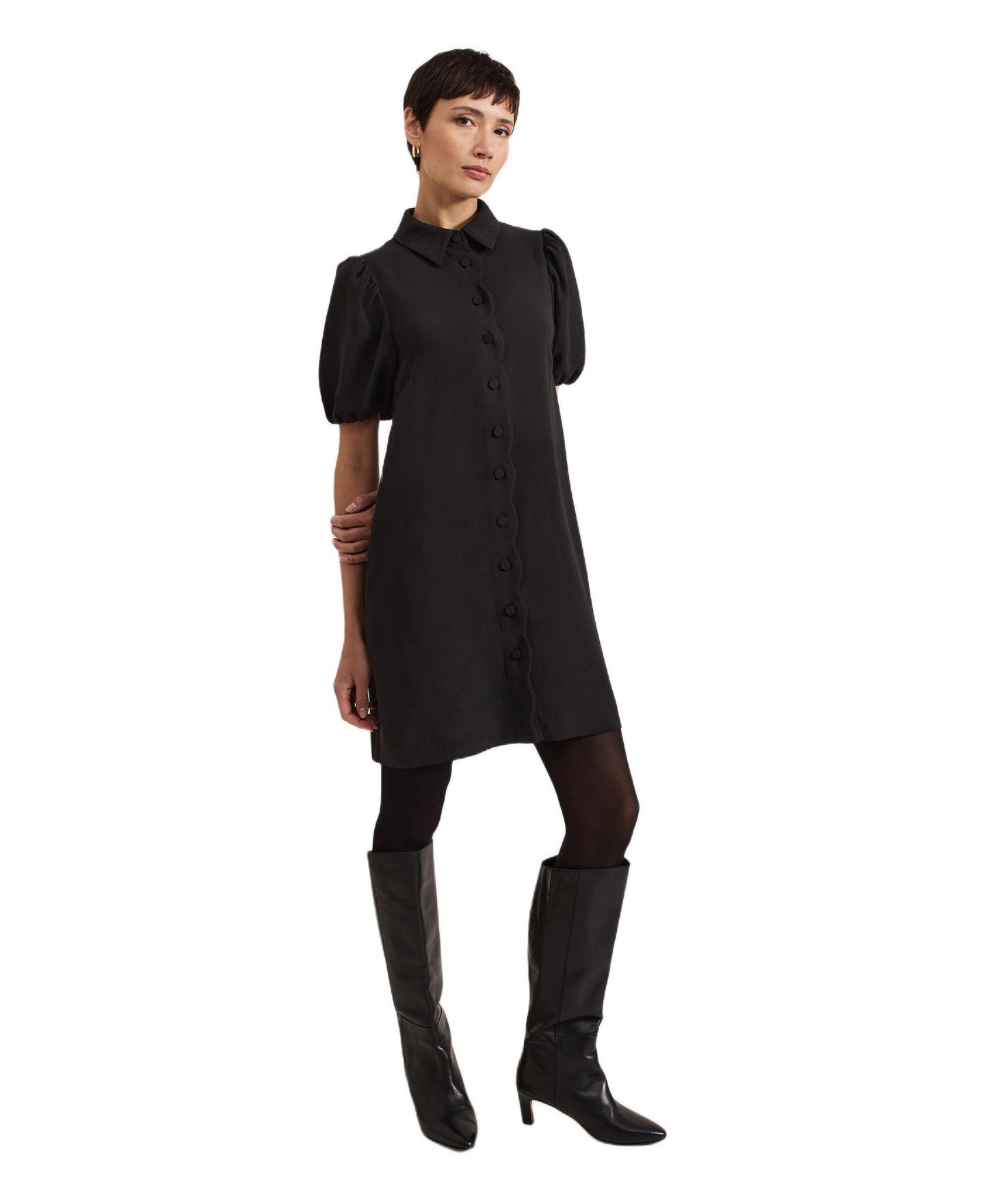 Женское платье Phase Eight Candice Scallop Detail Shirt Dress, цвет: Чёрный — фото 4