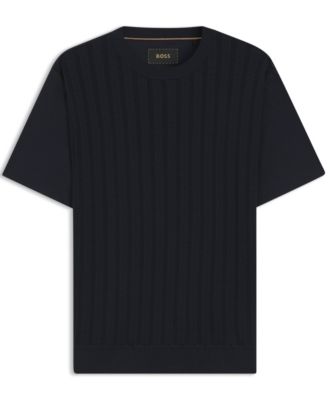 Men's Cotton-Silk Cable-Knit Front Panel T-Shirt