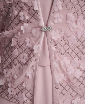 Plus Size Mesh Jacket and Sleeveless Fit & Flare Dress, 2-Piece Set