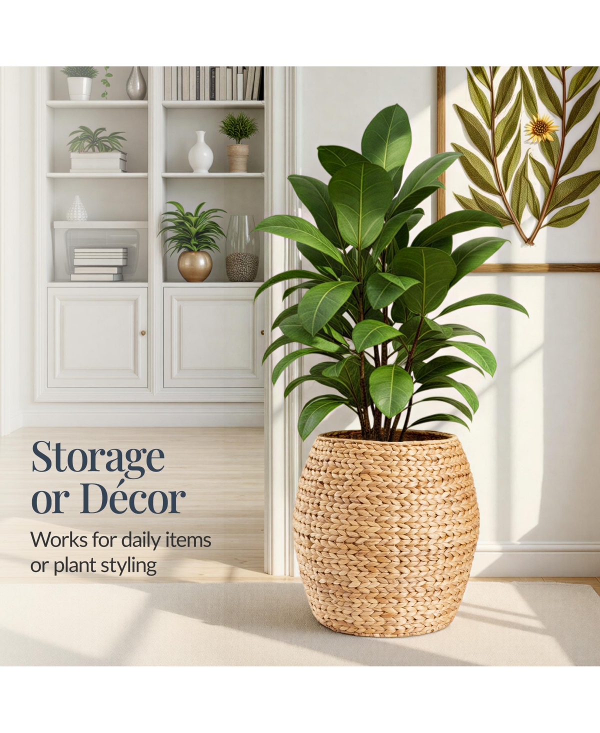 Best Choice Products Scalloped Water Hyacinth Storage Tote Basket with Lid