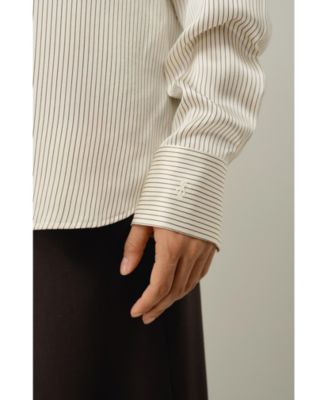 Women's Silk Charmeuse Pinstripe Shirt