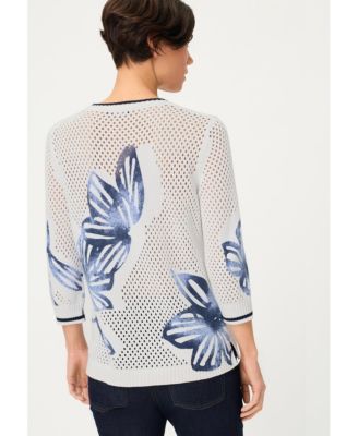 Women's Floral Ajour Knit Sweater