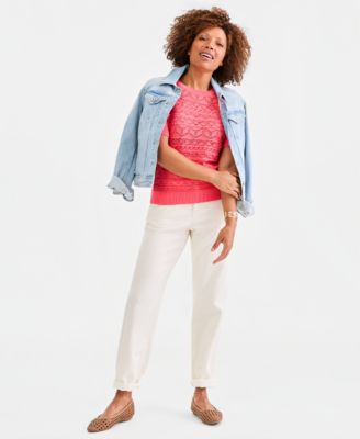 Petite Short-Sleeve Crewneck Sweater