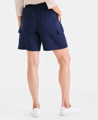 Women's Cotton Gauze Pull-On Cargo Shorts