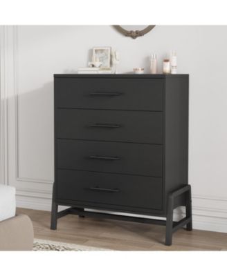 4 Drawer Dresser for Bedroom, 38.6" Tall Freestanding Storage Chest for Living Room or Entryway, Black