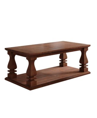 Farmhouse Coffee Table, Rustic Living Room Table with Storage Shelf