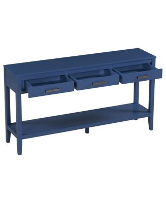59.1" Farmhouse Console Table with 3 Drawers & Bottom Shelf
