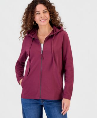 Petite Zip-Front Long-Sleeve Hoodie