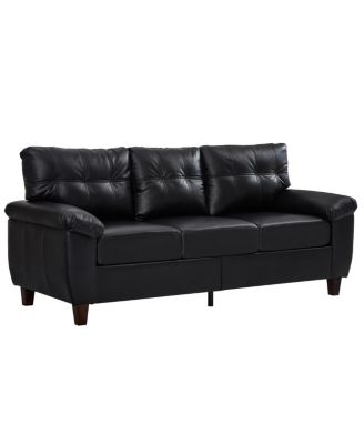 79" Three Seater Modern Faux Leather Sofa with Storage