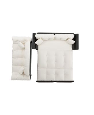 Queen Pull Out Sofa Bed, 3-in-1 Convertible Sleeper Tufted Sofa with 2 Pillows