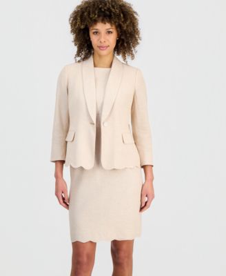 Women's Scalloped-Hem Shawl-Collar Jacket &  Scalloped-Hem Sheath Dress