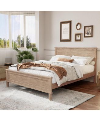 Mid-Century Wood Platform Bed with Headboard - Full Size, Seadrift