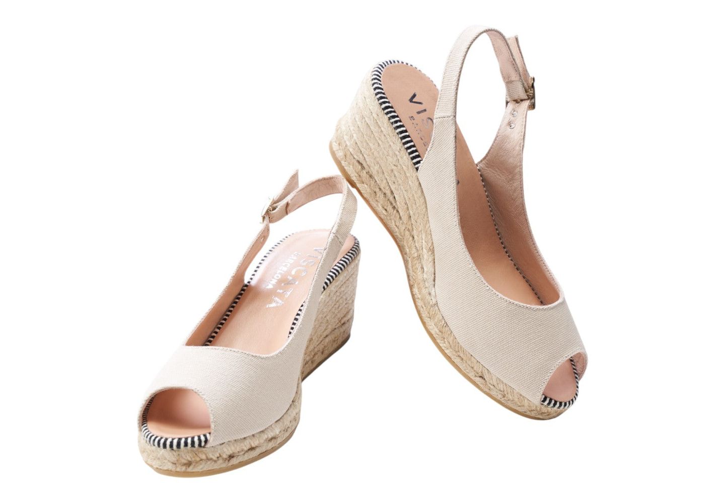 Женские сандалии VISCATA Gavina Canvas Espadrille Sandal Wedges Slingback, цвет: Бежевый — фото 7