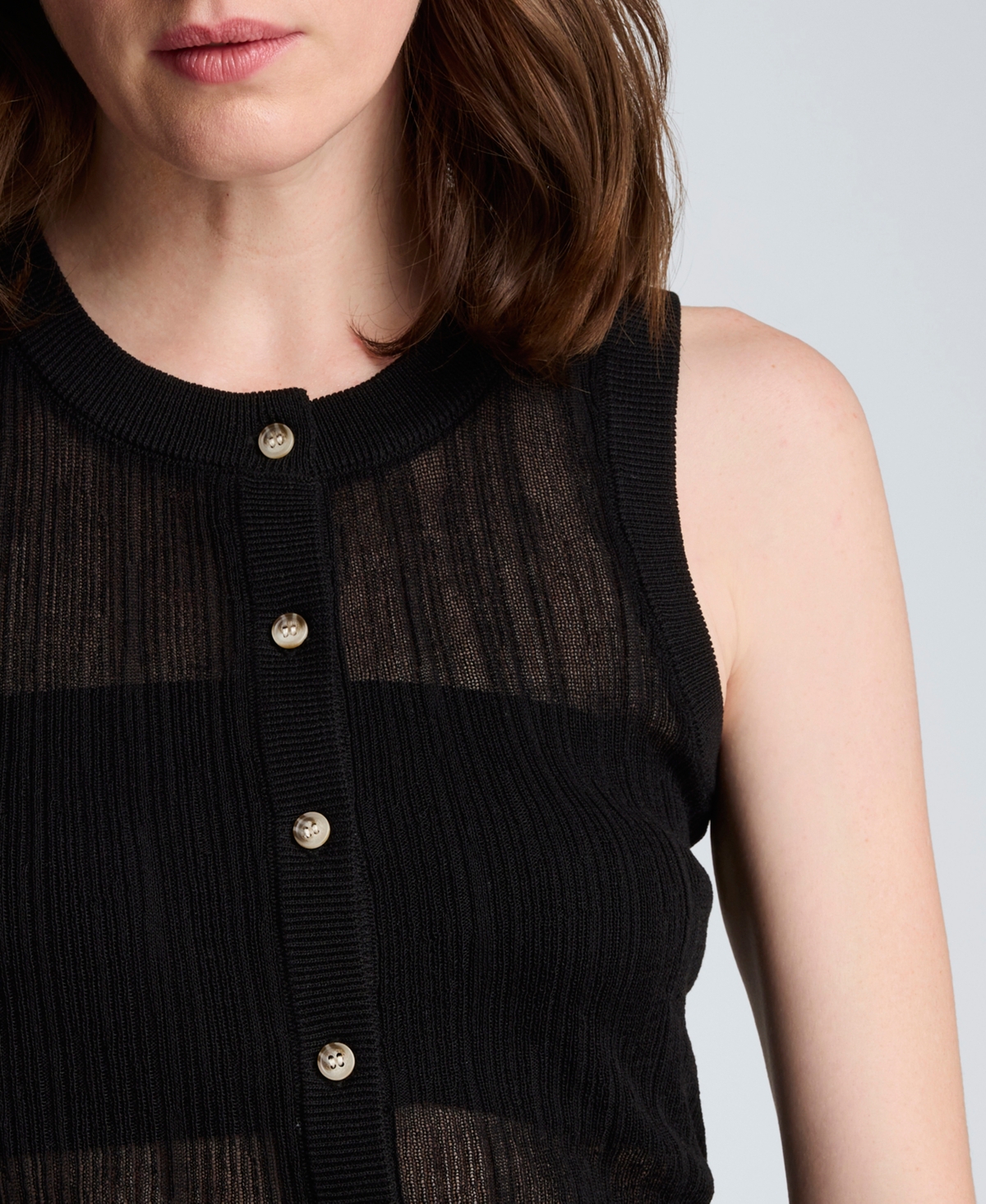 Kenneth Cole Women's Sheer Variegated Rib Vest