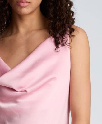 Women's Asymmetrical Hem Cowl Neck Slip Dress