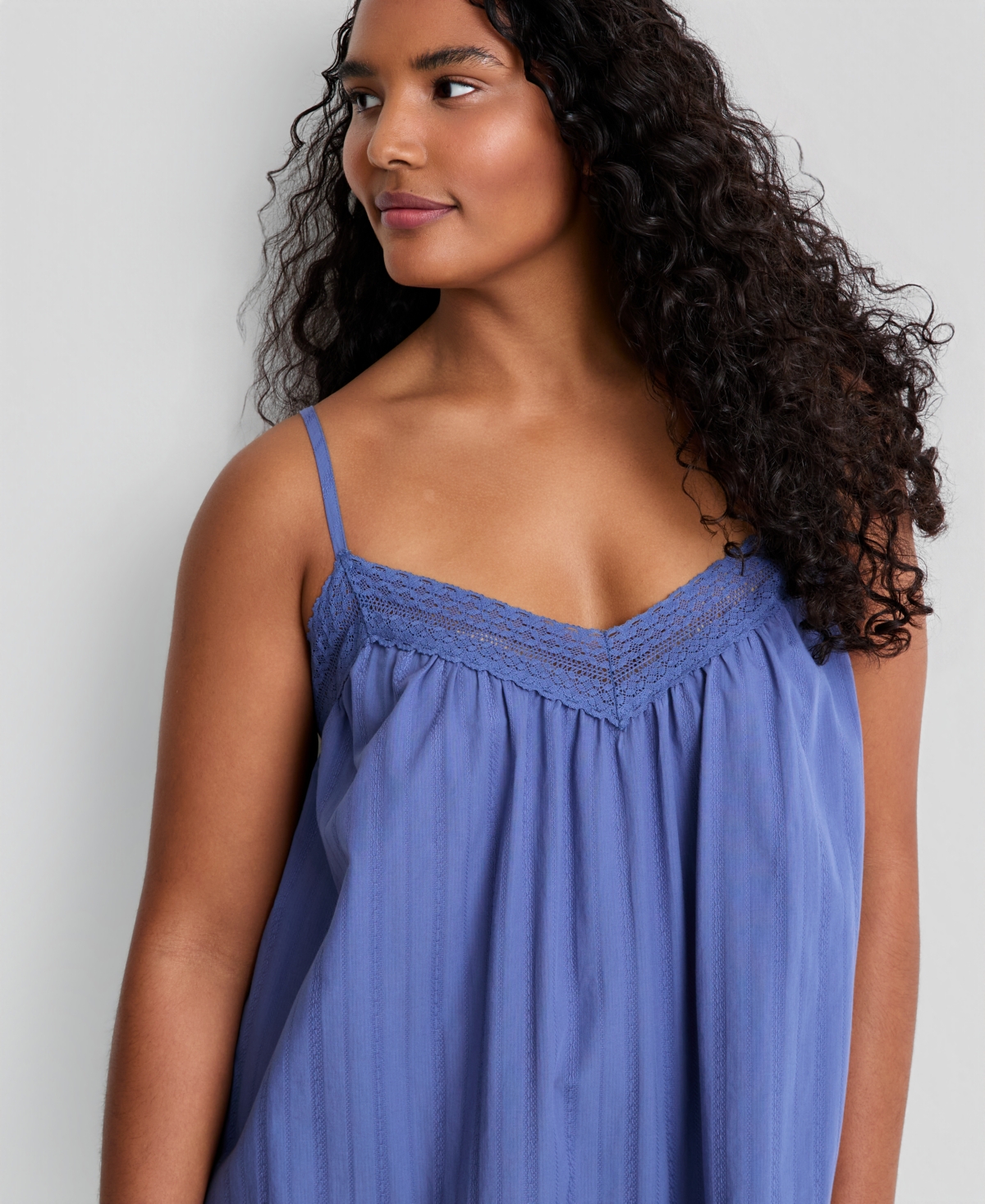 State of Day Women's Lace-Trim V-Neck Cotton Chemise Nightgown, Macy's Exclusive