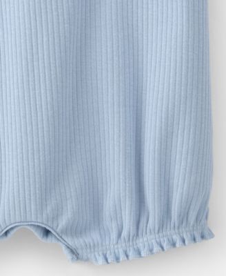 Baby Girls' Sleeveless Blue Ruffled Straps Romper