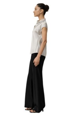 Women's Bias Cut Cap-Sleeve Silk Shirt