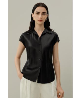 Women's Bias Cut Cap-Sleeve Silk Shirt