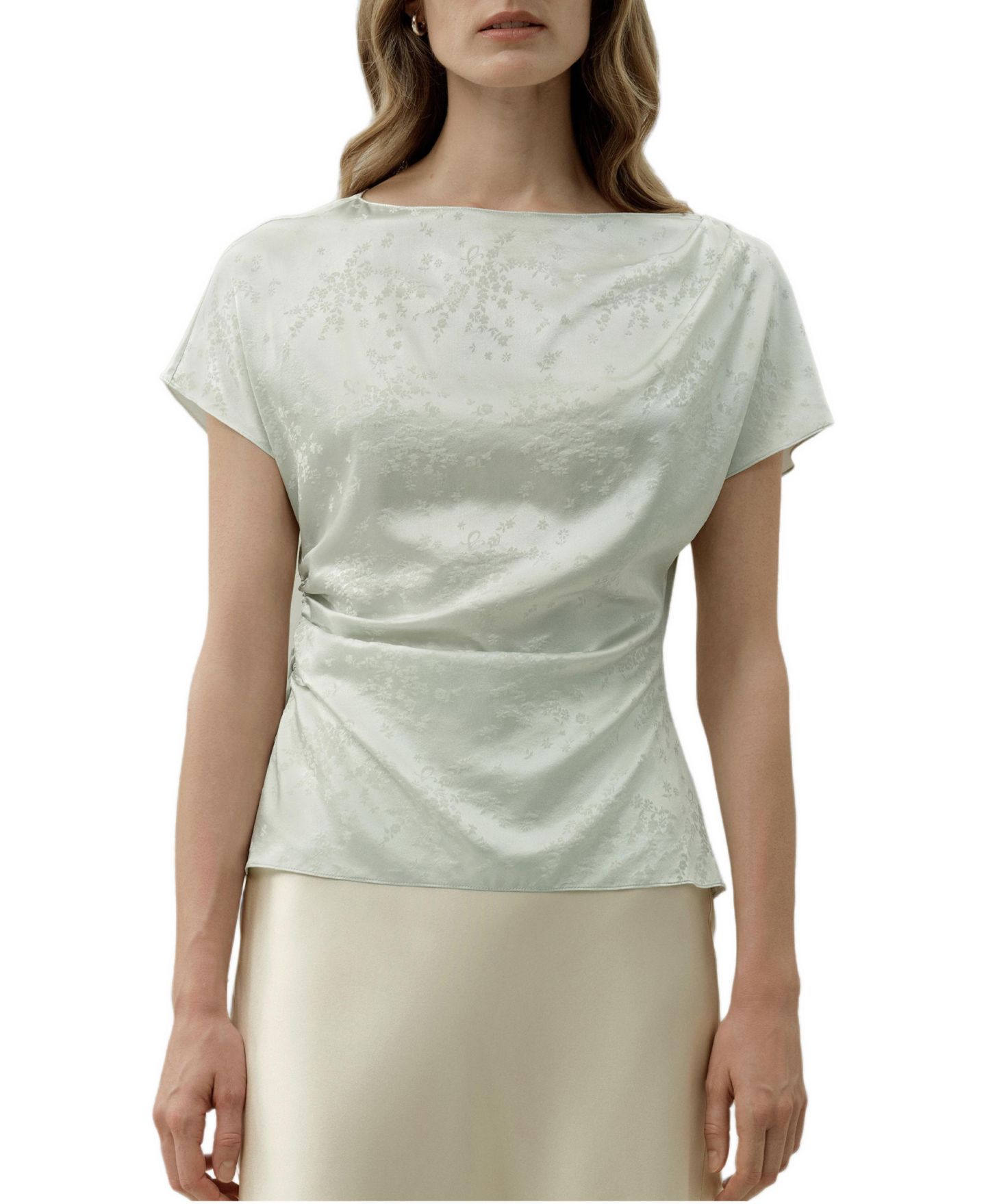 Женский топ LILYSILK Ying Jacquard Silk, цвет: Нефритовый зелёный — фото 1