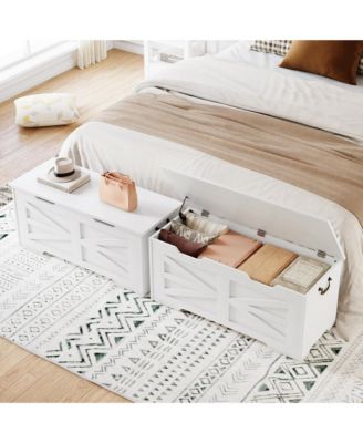 39.4-Inch Wooden Toy Chest & Storage Bench, Safety Hinge for Kids  Room