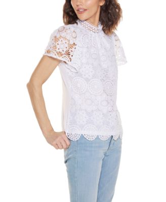 Women's Lace Front Mock Neck Top