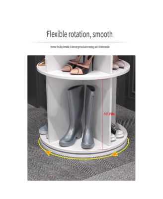 8 Tier Rotating Shoe Rack Tower, Vertical Display Stand Round Carousel, Shoe Storage Organizer for Entryway