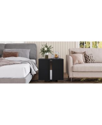 Modern End Table with Drawers and Metal Foot