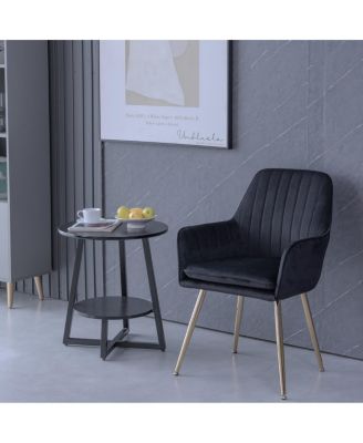 Streamdale Velvet Dining Chairs (Set of 2) - Black, Gold Legs