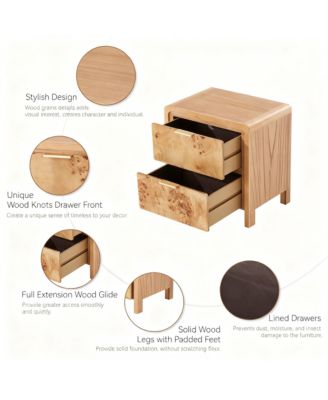 YIGII Rustic Nightstand, Farmhouse Style, No Assembly, Durable