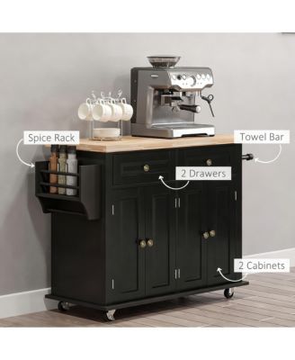 Adjustable Shelves Kitchen Cart with Drawers, Spice Rack, Towel Bar