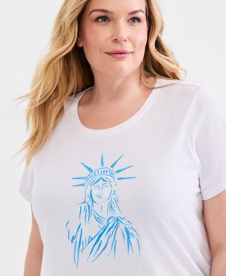 Plus Size Perfect Short-Sleeve Open-Crewneck T-Shirt