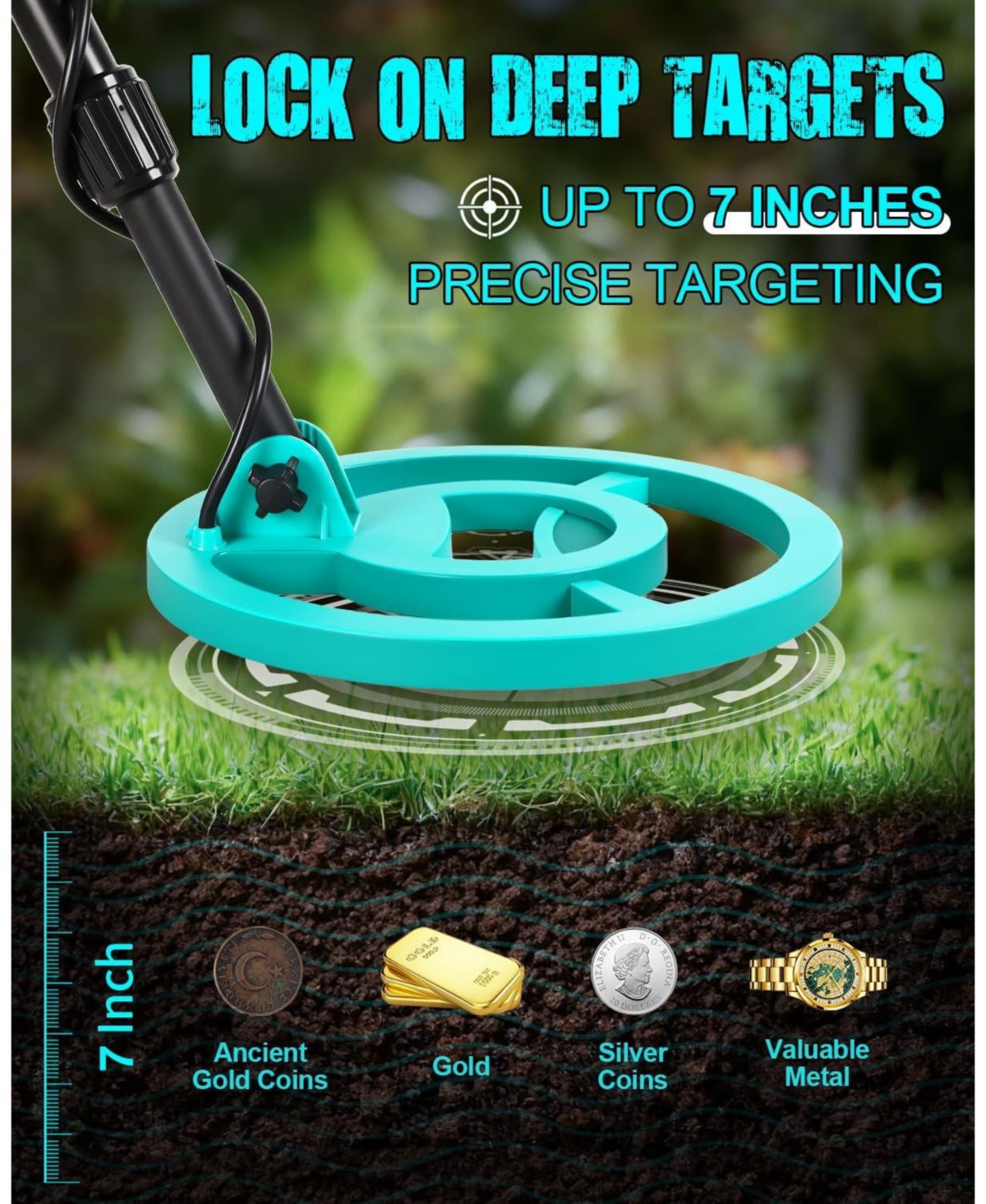 Joyaire Metal Detector for Adults Waterproof, High-Accuracy Pinpointer Set, 4 Mode, 9" Coil, Backlight Lcd, All Metal/Disc Modes for Junior & You