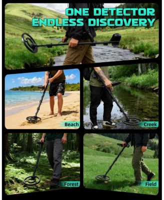 Professional Metal Detector for Adults, Waterproof Gold Finder with DSP Chip, 6 Modes, 11" Coil & Backlit LCD for Beach and Field