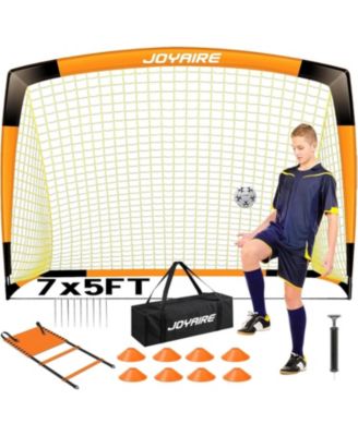 Pro-Grade Kids Backyard Soccer Goal, Tear-Resistant 5-Layer Polyester Net & 10mm Poles, 7x5ft Portable Pop Up Training Set with Size 4 Ball