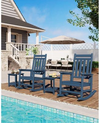 HDPE Rocking Chair Outdoor Set of 4 - Poly High Back Porch Rocker Chairs for Adults - All Weather Resistant Furniture