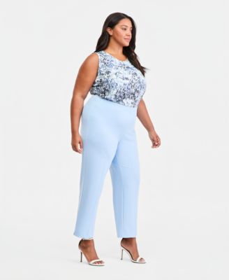 Plus Size Pull-On Straight-Leg Ankle Pants 