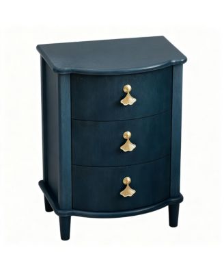 Vintage Curved Front Nightstand with Leaf Handles
