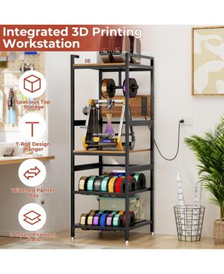 3D Printer Stand with Filament Storage & Power Panel, Metal Frame Workstation