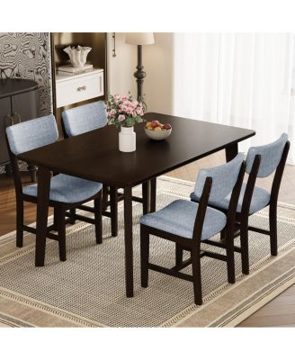 Streamdale Rustic Farmhouse Dining Table - Solid Wood, Modern Espresso
