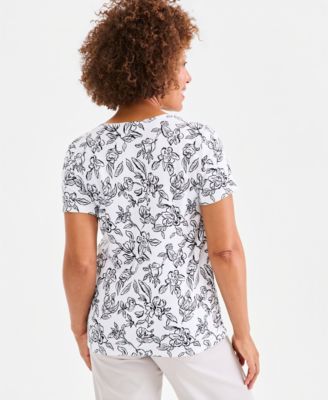 Women's Printed Short-Sleeve Scoop-Neck Top
