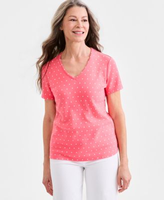 Women's Printed Short-Sleeve V-Neck Top