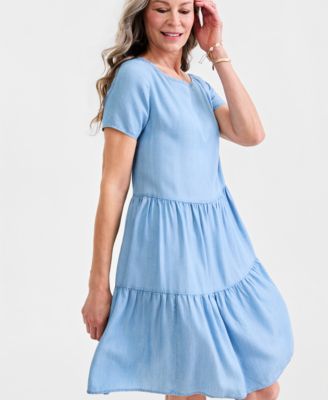 Women's Chambray Tiered Dress