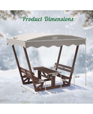 Streamdale Outdoor waterproof solid wood picnic table and bench set with canopy
