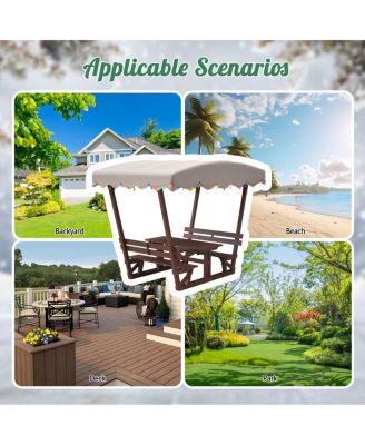 Streamdale Outdoor waterproof solid wood picnic table and bench set with canopy